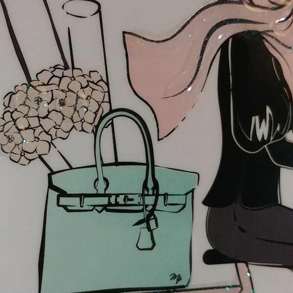 NEW Bicycle and Coffee Themed Glossy Glitter Framed Photo Décor - Picture 3 of 8